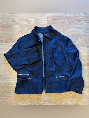 White House Black Market denim moto jacket size 14